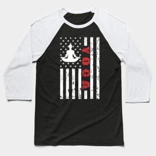 Yoga American Flag Baseball T-Shirt